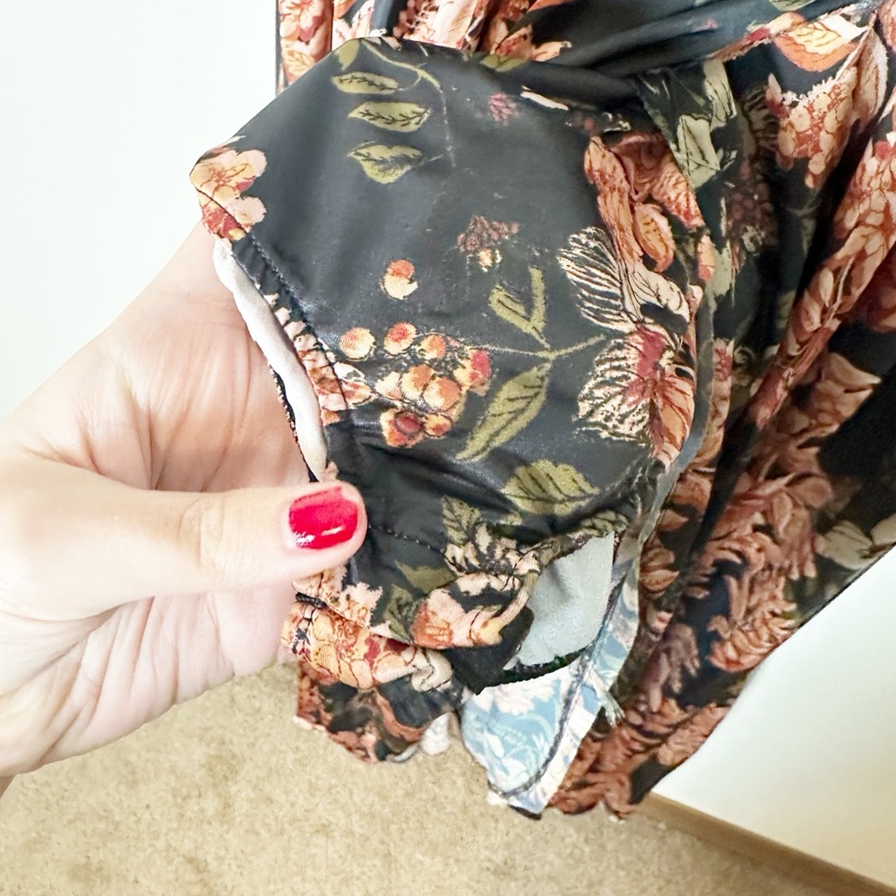 Free People Bad For You Maxi Dress Bodysuit Black Combo Floral Printed Large - Picture 7 of 12